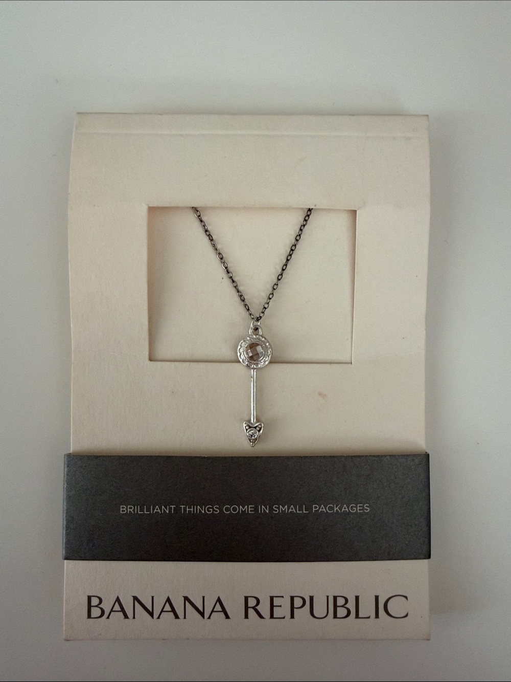Banana Republic Silver Key Pendant Necklace - Silver